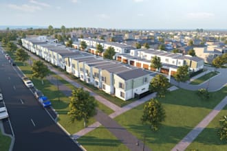 design 3d real estate,townhouse,apartment building,outdoor facade,cgi urban area