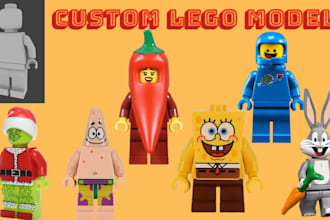 create a custom lego 3d characters and rigged models for animation, minifigures