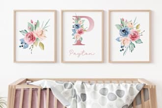 create custom baby name nursery wall art and birth announcement poster