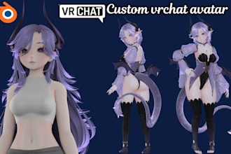 design vrchat avatar, furry, anime, humanoid, vrc with unity rigging and setup