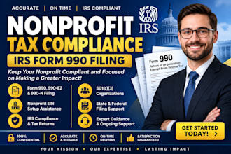 prepare irs form 990 filing, nonprofit tax returns and compliance