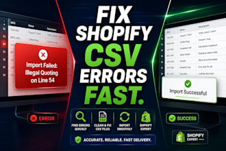fix shopify csv upload errors and format product import data fast