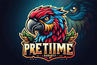 design premium vintage parrot esport mascot logo with t shirt design