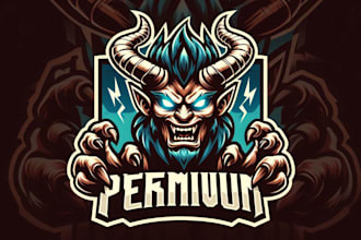 design premium vintage demon esport mascot logo with t shirt design