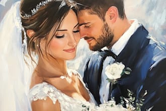 watercolor couple marriage engagement wedding portrait wall art gift