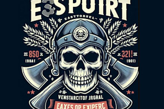 design esport vintage skull axes logo