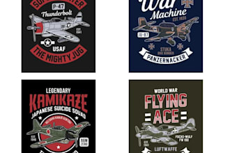 create t shirt ww2 fighter airplane aviation logo