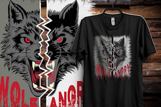 make hand drawn t shirt wolf head logo