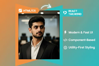 convert your website HTML CSS to tailwind responsive react components