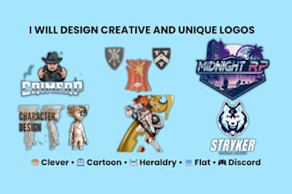 clever, cartoon, heraldry crest, flat, discord, and fivem logo design
