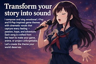 compose and sing emotional j pop k pop game theme music with cinematic vocals