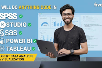 do anything code in spss, rstudio, r programming SAS, power bi, and tableau