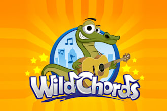 design wild chords guitar game with animals logo