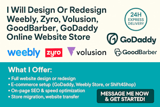 design redesign weebly suoadupa volusion goodbarber godaddy online website store