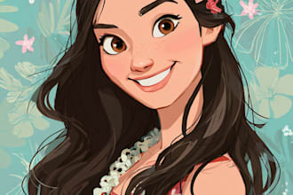do a cute cartoon disney portrait