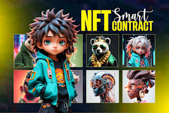 design and create nft art collection with traits metadata and smart contract