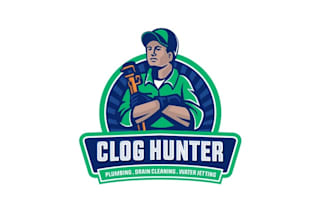 design clog hunter plumbing logo