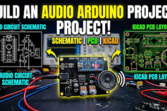do audio electronic circuit schematic and pcb arduino project and kicad layout