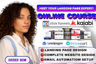 clickfunnels sales funnels, leadpages, thrivecart, kajabi online course website