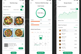 develop a premium nutrition app with meal planning and admin panel