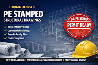 pe stamped georgia structural drawings for residential and commercial project