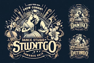 create a dance studio vintage logo within new concepts for you