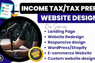 design income tax website, tax prep landing page, tax planning website