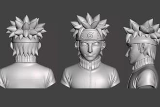 make stylized 3d head sculpt, anime head bust model, 3d action figure head stl