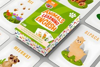 design educational cards kids playing card memory card flashcard card box mockup