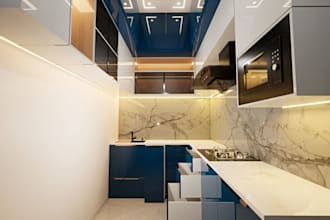 create functional kitchen interior, cabinetry rendering design, furniture layout