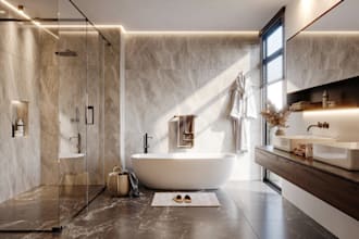 create photorealistic 3d bathroom interior design and render