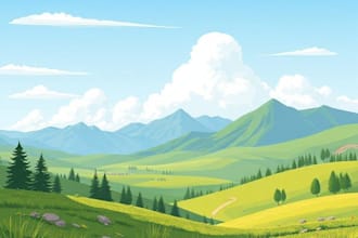 draw a flat vector landscape illustration