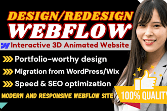 develop webflow website design, 3d interacted animated design, figma to webflow