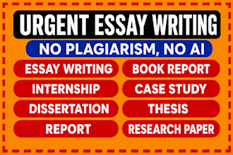do urgent essay writing as an essay writer, book report, internship report