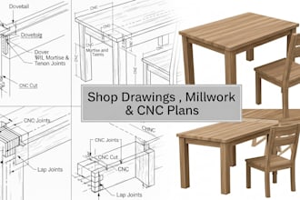 do shop drawing millwork and joinery design for table chair and cnc plans