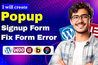 create wordpress popup, elementor forms, fix email issues, mailchimp integration