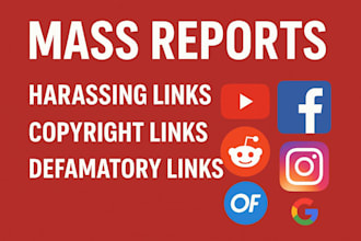 help do mass report for tiktok, instagram reddit facebook linkedin discord dmca