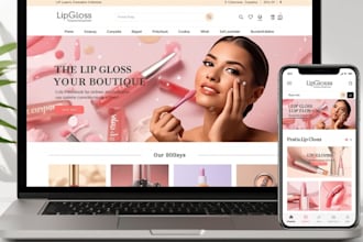 design lip gloss website lip balm store cosmetics website makeup shopify website