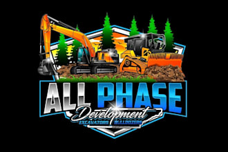 create high quality and beautiful excavator and bulldozer logo design