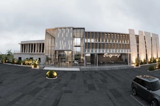 remodel airport lounge, cgi hotel, cabana floating house, car park, landscape