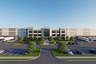 do realistic 3d warehouse, commercial and industrial building with renders