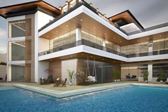 design contemporary house,luxury modern house,facade exterior design, cgi render