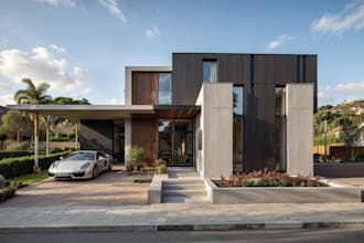 renovate villa exterior, building elevation, front yard,pool shed,revit interior