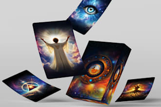 design custom tarot and oracle cards with unique mystical illustrations