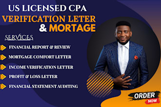 provide a licensed CPA letter for income verification, self employment or loans