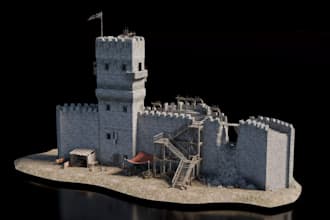 sculpt 3d printable house,medieval terrain,castle tower stl,dnd,wargame,3d model