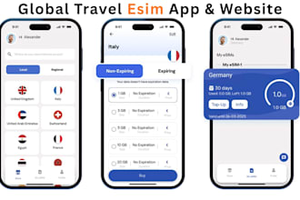 develop global travel esim app or website, with airalo API integration