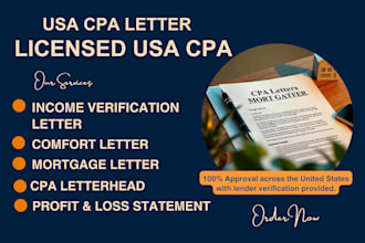 sign US CPA letter, income verification audit financial statement expense ratio