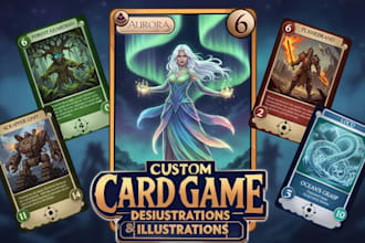 create a professional custom card game design card illustration party card game