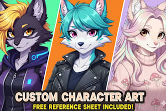 create a professional furry art commission character design fursona illustrator